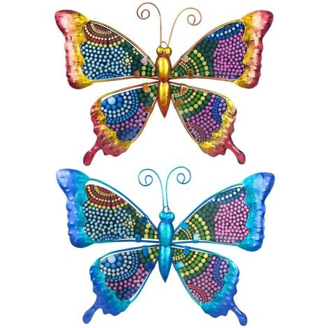 10.6 « Décor mural papillon en métal, 4pcs papillons intérieur extérieur  suspendu mur art pour jardin cour maison, cadeau pendaison de crémaillère