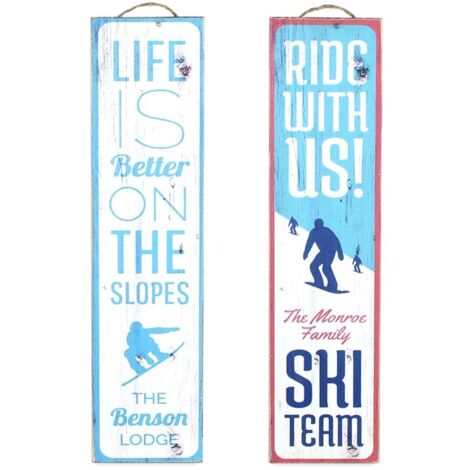 Signes Grimalt Mur de la plaque en bois en bois Ensemble de ski 2 u plaque en bois bleu 1x10x40cm 14745
