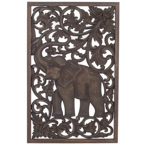 Signes Grimalt Mur de la plaque en bois en bois  Plaques de bois brun mur d'éléphant 70x1x45cm 26913