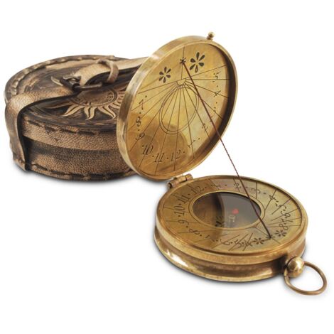 Signes Grimalt Náutico Decoracion  Brujula-Reloj Sol Con Caja Nautico Marrón 9x9x4cm 1733