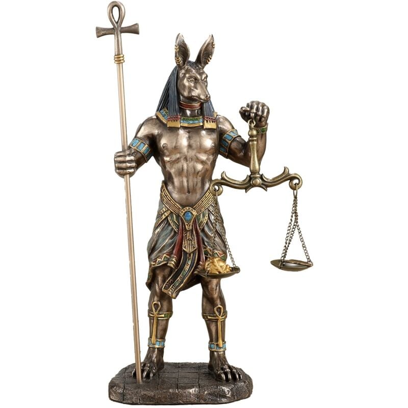 Signes Grimalt - Anubis tenant l'échelle de bronze Figurine Déesse Verte - 27x15x11cm