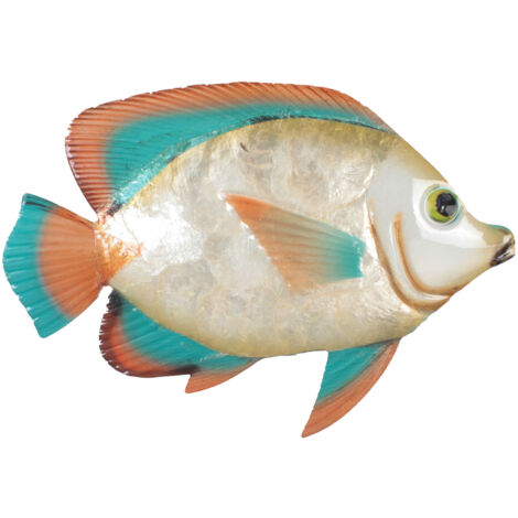 Signes Grimalt Ornamento da parete Pesce perlescente Appliques Metallo Arancione 22x30x2cm