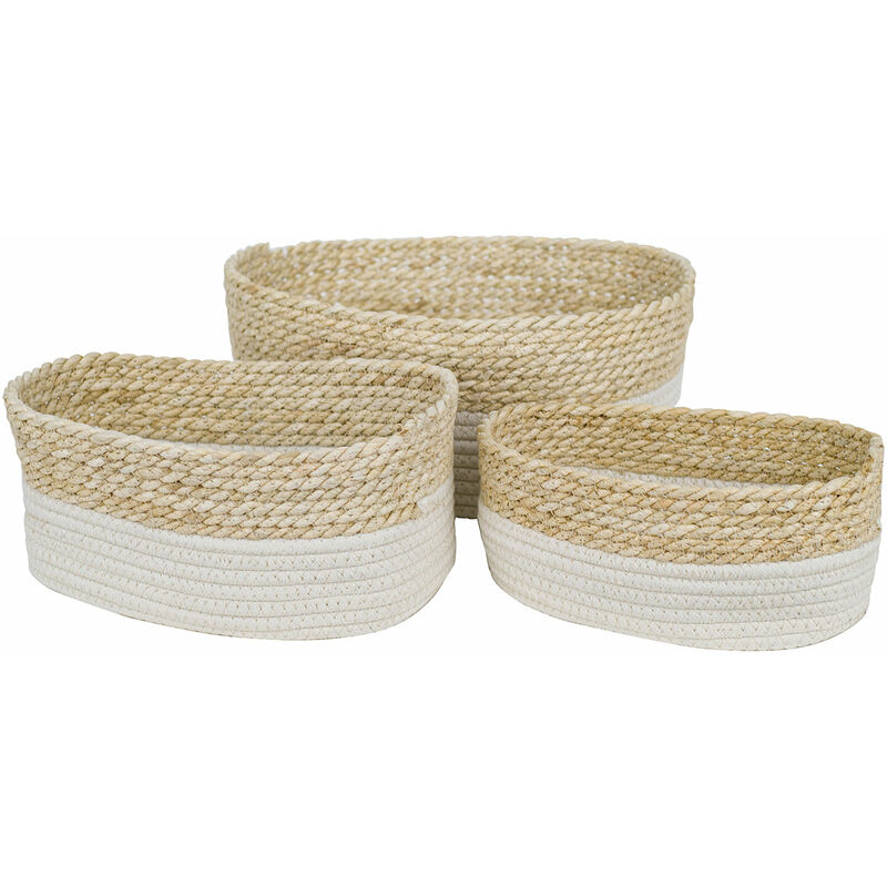 Panier de décoration Paniers ronds 3 unités paniers Blanco 15x21x33cm 27334 - Signes Grimalt