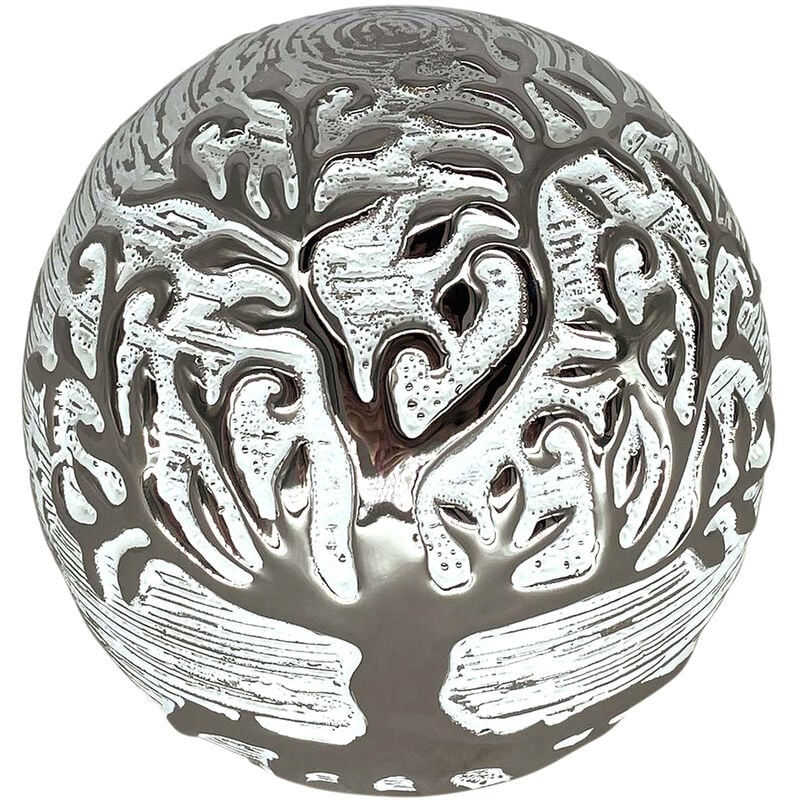 Decorative Ball Life Life et Portavelas Balle de décoration gris ronde - 9x10x10cm - Signes Grimalt