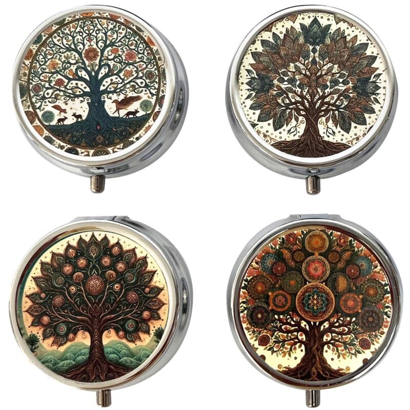 Signes Grimalt - Pilulier arbre 4 compartiments design ethnique cadeau original