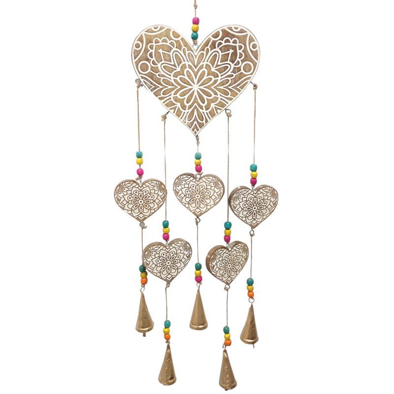 Pendent de décoration Coeurs de suspension dorée mobiles 4x20x80cm 29632 - Signes Grimalt