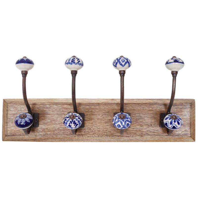 Signes Grimalt - Cintre rustique en bois avec 4 boutons pour suspendre vêtements, accessoires et décoration murale