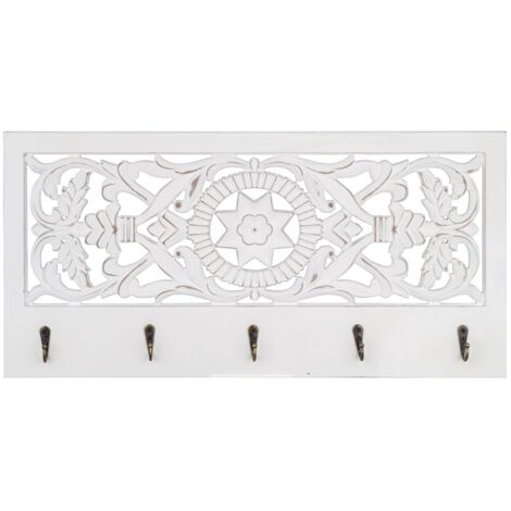 Signes Grimalt Perchero Adorno Pared  Perchero Pared Con Mosaico Cuelgallaves Blanco 60x5x29cm 26933