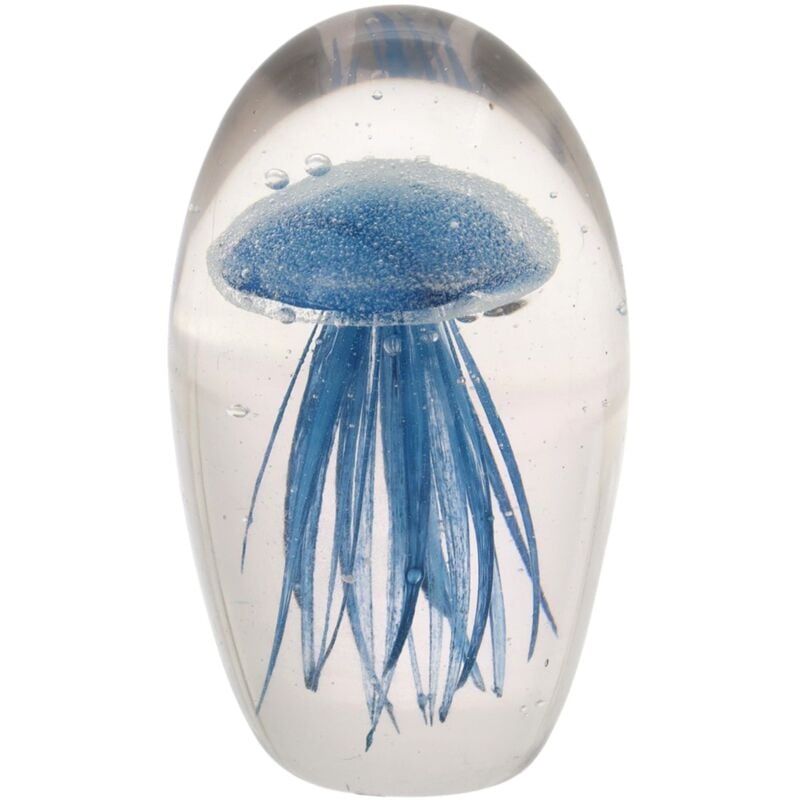 Presse-papier méduse en verre bleu, décoration de bureau moderne, accessoire de bureau élégant et fonctionnel