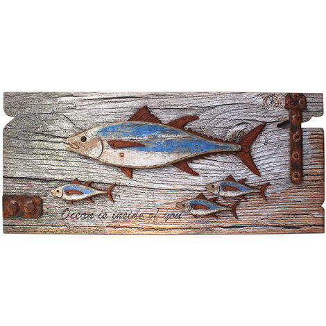 Signes Grimalt Placa De Madera Adorno Pared Adorno Pared Pez Placas De Madera Marrón 2x70x30cm 30104