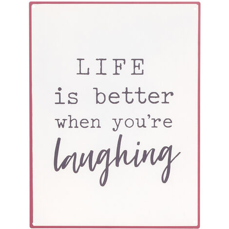 Signes Grimalt Placa De Metal Adorno Pared  Placa Pared Life Placas Metal Blanco 1x25x33cm 29932