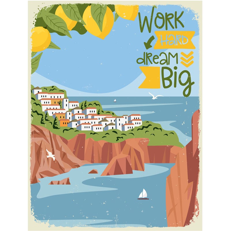 Plaques murales carrées en métal bleu, 33x25x1cm, décoration Vintage pour la maison - Signes Grimalt