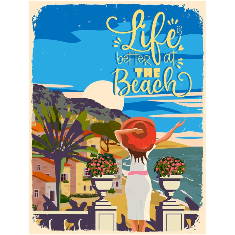 Plaques murales carrées en métal bleu, 33x25x1cm, décoration Vintage pour la maison - Signes Grimalt