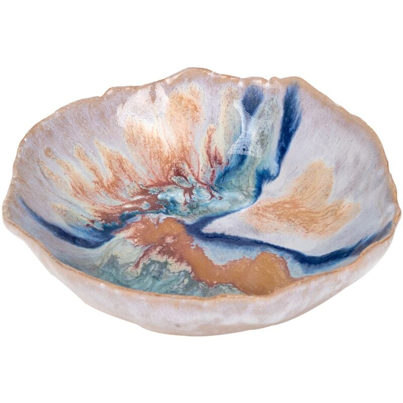 Signes Grimalt Plateau ovale en pierre d'argent Plateau Vaisselle Bohème - 5x15x14cm