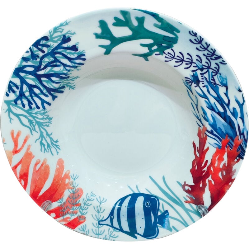 Assiette creuse en porcelaine avec motif poisson dans une boîte cadeau - Idéale pour cadeaux originaux et décoration de table