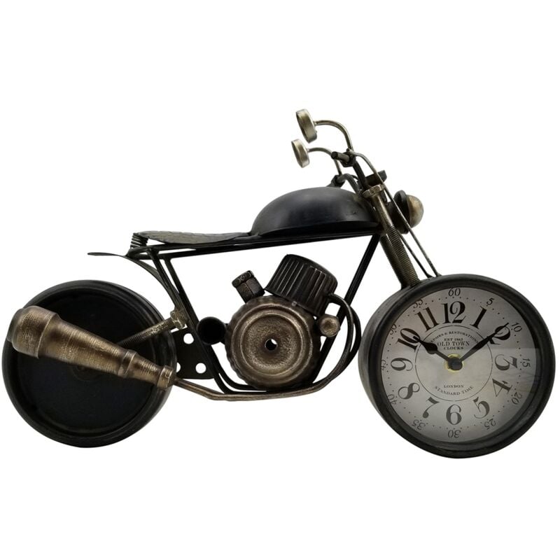 Horloge de table de moto vintage industrielle, décoration de la maison