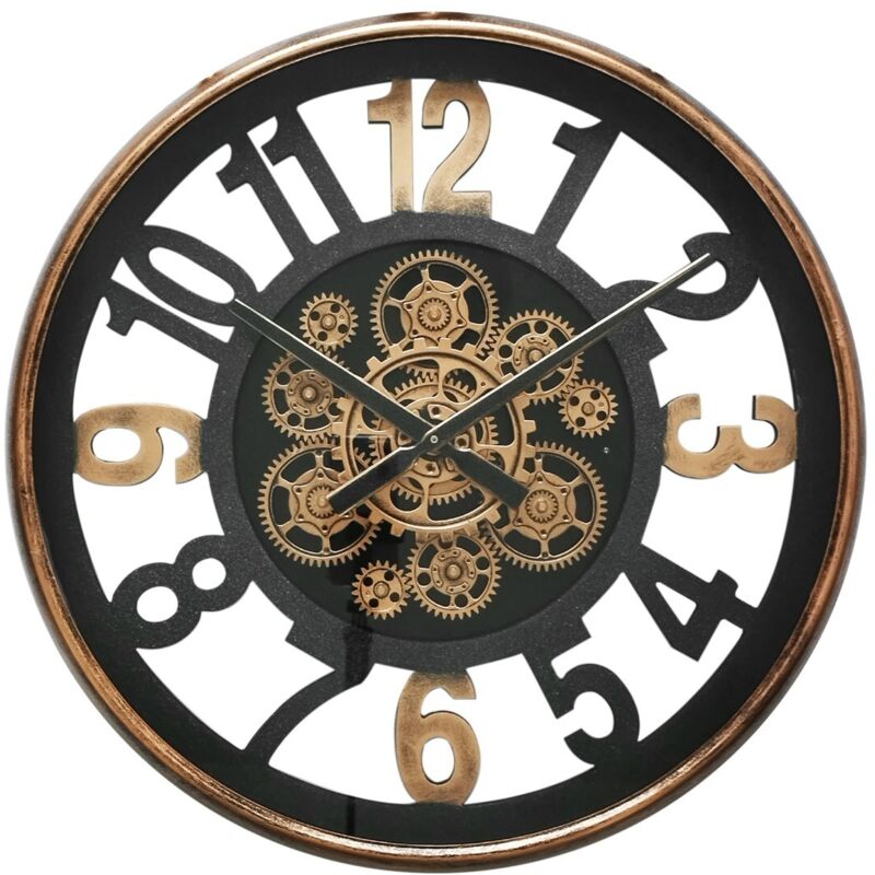 Horloge murale décorative industrielle pour la maison, style vintage, design moderne et élégant, 50 cm