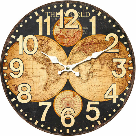 Signes Grimalt Reloj Adorno Pared  Reloj Pared Mapamundi Relojes Marrón 4x34x34cm 27819