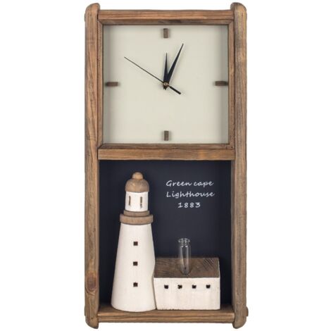 Signes Grimalt Reloj Decoracion  Reloj Pared Con Faro Relojes Marrón 7x30x61cm 25685