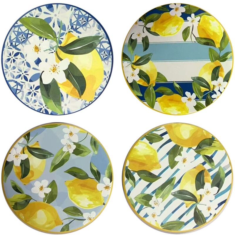 Signes Grimalt - Dessous de Plat en Céramique Design Citron, Set de 4 unités pour Décoration de Table et Cadeaux Originals
