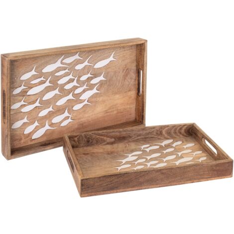 Signes Grimalt Scatole e vassoi Fish Tray 2U  Vassoio decorativo rettangolare marrone - 5x38x23 cm