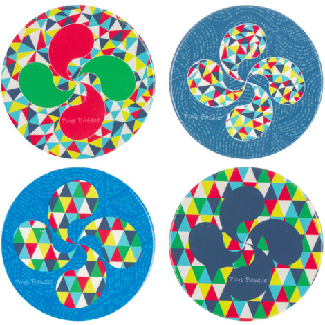 Signes Grimalt Sottobicchieri 4U Blu Rotondi - Set di 4 sottobicchieri in ceramica per cucina e sala da pranzo