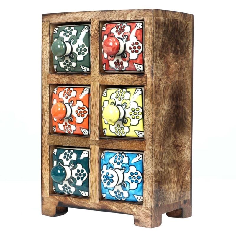 Petit meuble de rangement 6 tiroirs colorés