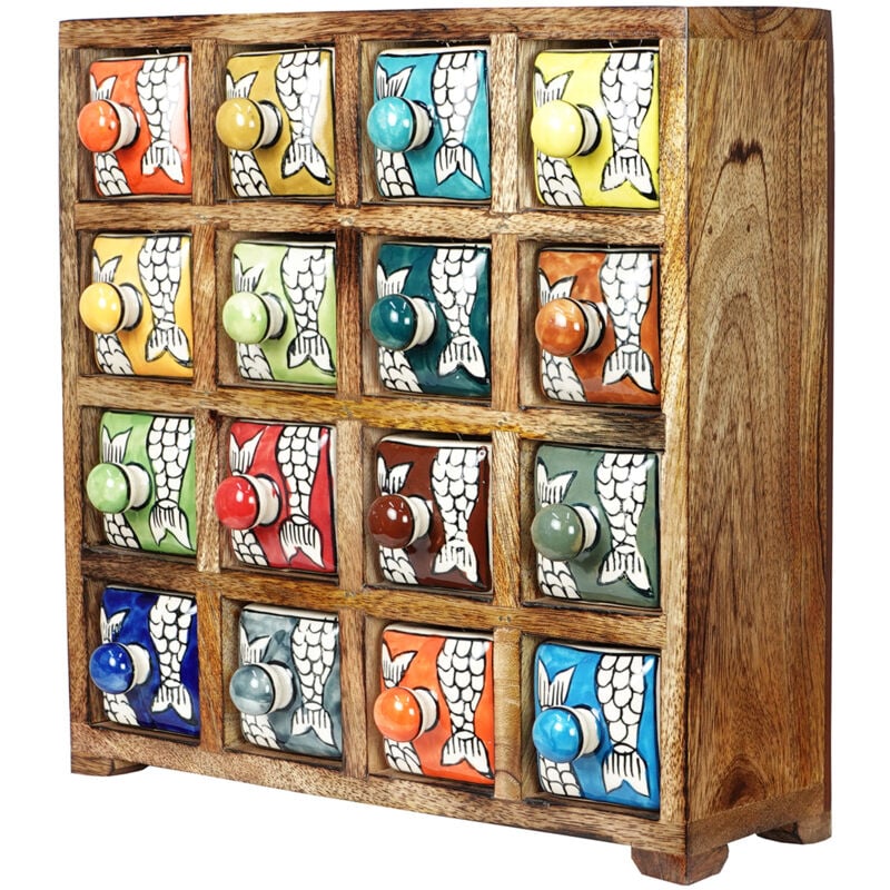 Spice Rack 16 Tiroirs Boîtes et Coffrets à Bijoux Marron Rectangulaire 30x30x11cm - Signes Grimalt