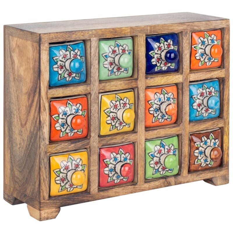 Signes Grimalt - Spice Rack 12 Tiroirs Boîtes Et Boîtes à Bijoux Étagère à Épices Rectangulaire Marron - 23x30x11cm