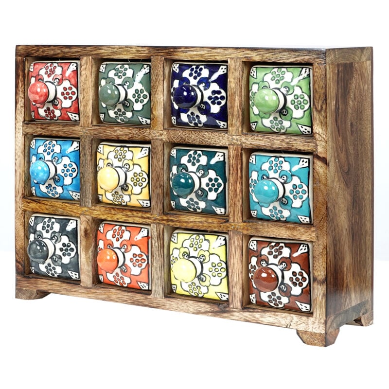 Signes Grimalt - Spice Rack 12 Tiroirs Boîtes Et Boîtes à Bijoux Étagère à Épices Rectangulaire Marron - 22x30x11cm