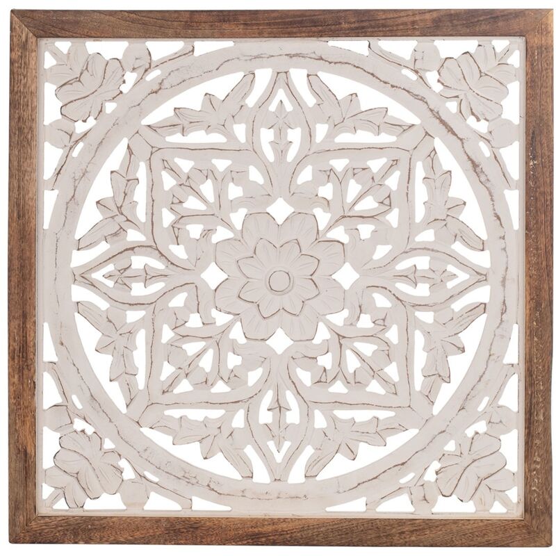 Table de mur Adorno Ornement mosaïque en bois blanc 3x63x63cm 28480 - Signes Grimalt