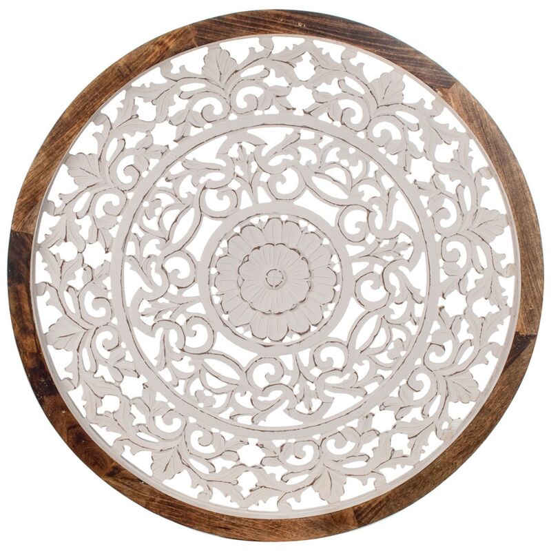 Table de mur Adorno Mosaic Adorno White Wood Plaques 4x85x85cm 28481 - Signes Grimalt