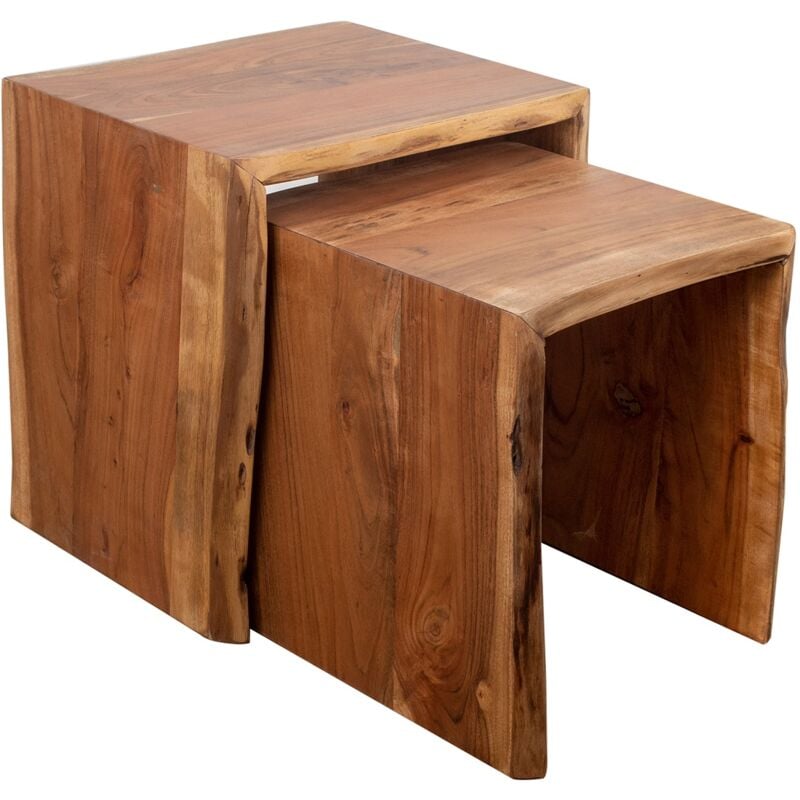 Tabourets Bohème en Bois d'Acacia - Paquet de 2 Unités