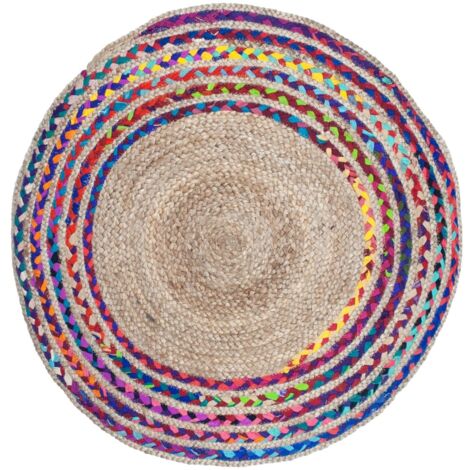 Grand tapis rond jute