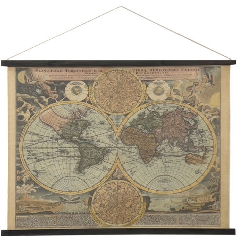Signes Grimalt Tela arrotolabile Mappa del mondo rettangolare con immagini grigie 75x100x2 cm