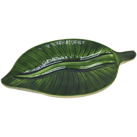 Signes Grimalt Vassoio piccolo con foglie verdi - 3x28x13 cm per la decorazione domestica