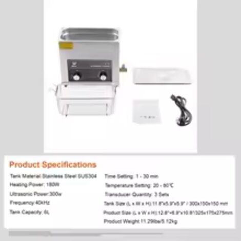 SIHAO 6L 40KHZ Ultraschallreiniger mit Heiztimer für Schmuckreinigung Taste Steuerbrille Ringe Zähne Musikinstrumente Schwarz