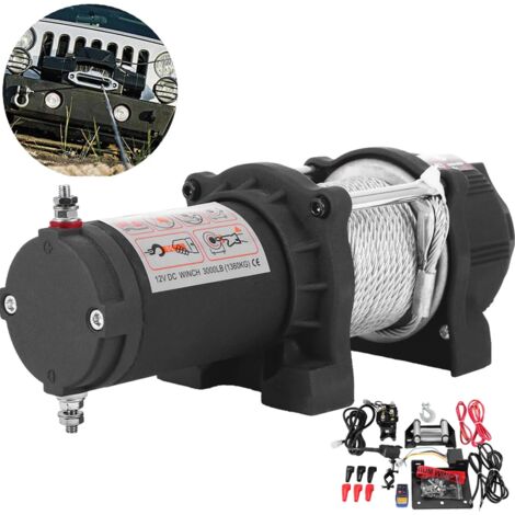 SIHAO elektrische Winde 1360kg 3000LBS Stahlkabel mit 12V Fernbedienung