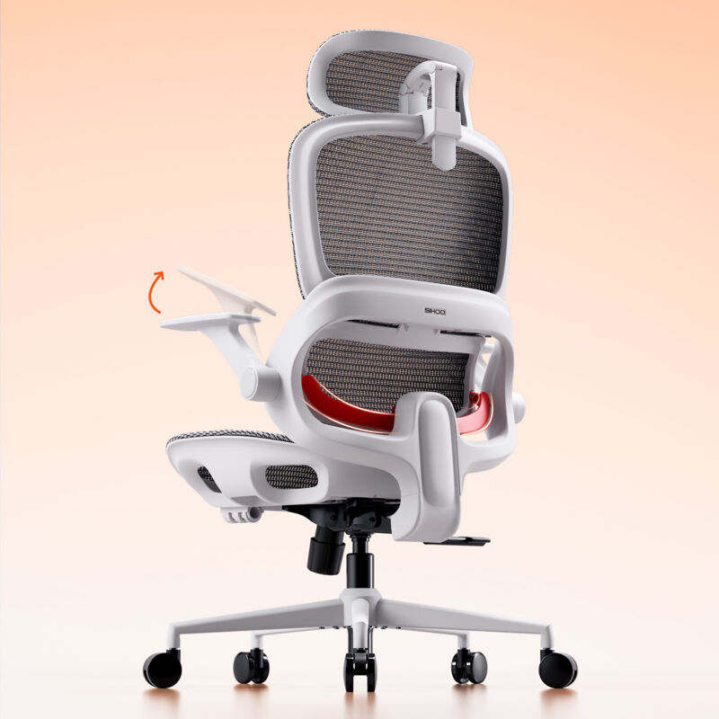 SIHOO B100 LITE Chaise de bureau ergonomique avec repose-pieds, support lombaire adaptatif, inclinaison verrouillable de 90 à 135°, mesh respirant,