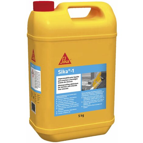 Sika-1, Impermeabilizante líquido para mortero y hormigón, exento de cloruros, 5 L