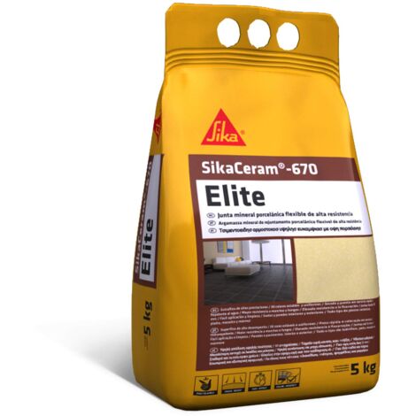 Sika Ceram-670 Elite, Acciaio, Guarnizione minerale Porcellana flessibile ad alta resistenza colorata per riempire fughe da 2-12 mm in paramenti e pavimenti, 5 kg