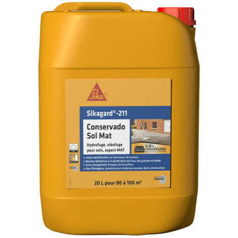 Sika – Conservado sol mat 20L – Imprégnation professionnelle pour sols poreux – Résistance à l'eau et aux graisses – Application extérieure - Sikagard-211