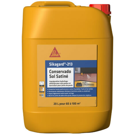 Sika – Conservado sol satiné 20L – Imprégnation hydrofuge pour joints de pavés – Résistant aux UV – Pour zones à fort trafic piéton - Sikagard-213