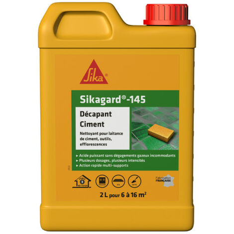 Sika – Décapant ciment acide 2L – Élimine laitance et traces sur carrelage, céramique, acier – Nettoyage outils maçonnerie - Sikagard-145
