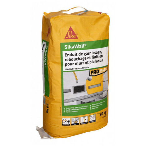 Sika – Enduit de garnissage en poudre 20kg – Pour murs et plafonds – Granulométrie 0,2mm – Épaisseur jusqu'à 10mm