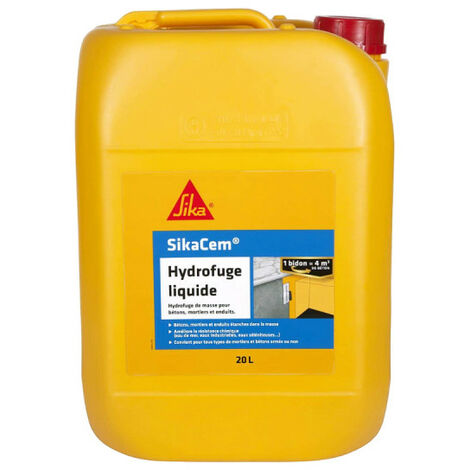 Sika – Hydrofuge de masse pour béton et mortier – Imperméabilisant pour chantiers humides – Compatible béton armé et non armé – 20 litres
