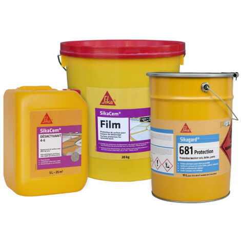 Sika – Kit béton désactivé 25m² – Protecteur de surface 20kg – Désactivant 5L pour béton granulats 12-20mm – Protection incolore sols 11L