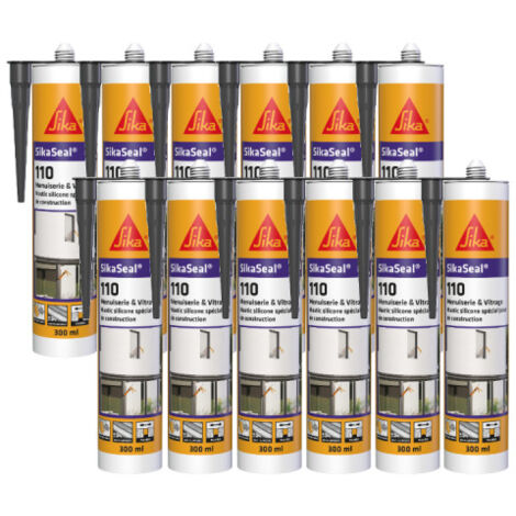 Sika – Lot de 12 mastics silicone 300ml – Pour joints de menuiserie et vitrages – Couleur anthracite – Résistant aux intempéries