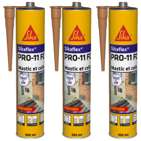 Sika – Lot de 3 mastics de fixation beige 300ml – Mastic-colle polyuréthane pour collage et étanchéité – Prise rapide, haute adhérence - PRO 11 FC
