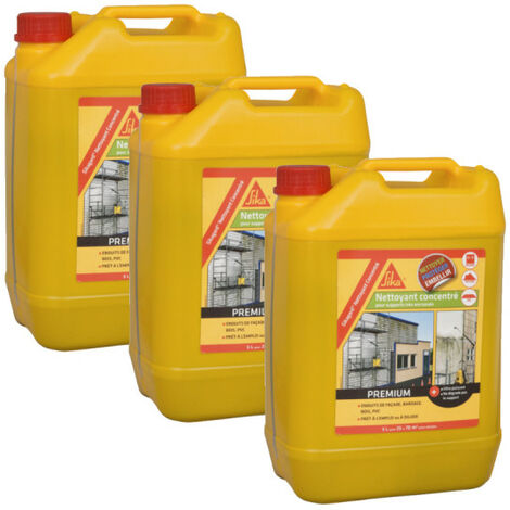 Sika – Lot de 3 nettoyants-dégraissants concentrés 5L – Pour surfaces extérieures – Élimine graisses et suies – Prêt à l'emploi